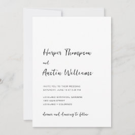 Convite Casamento Branco de Script Minimalista Moderno