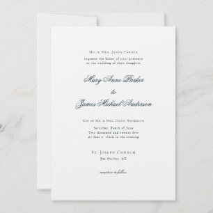 Convite Casamento branco e azul-Marinho