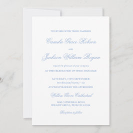 Convite Casamento Branco e Azul Poeira