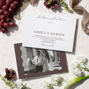 Convite Casamento Branco e Chocolate Marrom