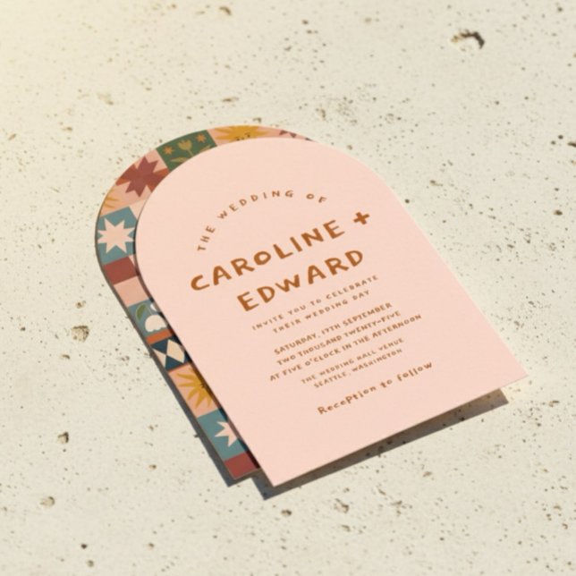 Convite Casamento branco e colorido (Criador carregado)