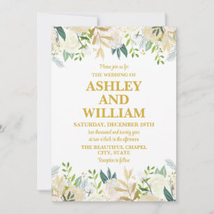 Convite Casamento branco e Dourado Boho Bohemian Chic Gree
