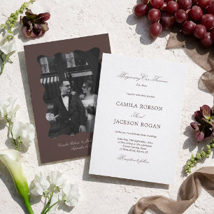 Convite Casamento Branco e Marrom