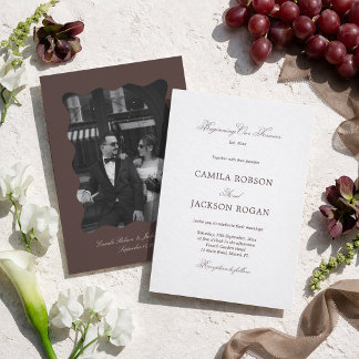 Convite Casamento Branco e Marrom