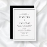 Convite Casamento Branco E Negro Clássico Elegante<br><div class="desc">Convite De Casamento Branco E Negro Clássico Elegante.</div>