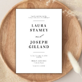 Convite Casamento Branco e Negro Clássico Elegante