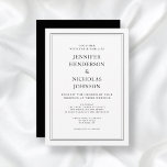 Convite Casamento Branco E Preto Clássico Elegante<br><div class="desc">Convite Clássico De Casamento Branco E Preto.</div>