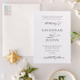 Convite Casamento Branco e Preto Clássico Formal