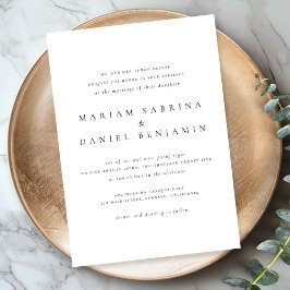 Convite Casamento Branco e Preto com Script Clássico Simpl