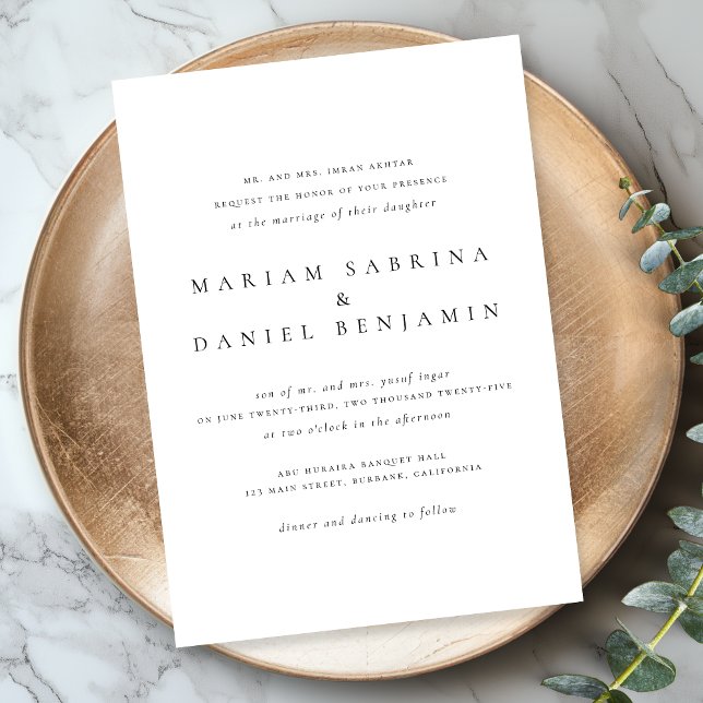 Convite Casamento Branco e Preto com Script Clássico Simpl (Criador carregado)