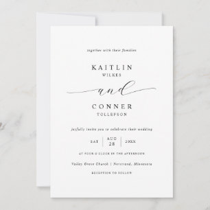 Convite Casamento branco e preto de luxo elegante