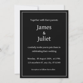 Convite Casamento branco e preto minimalista simples e ele