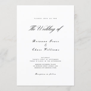 Convite Casamento Branco e Preto Moderno Elegante