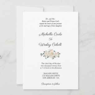 Convite Casamento branco e Rosa verde minimalista