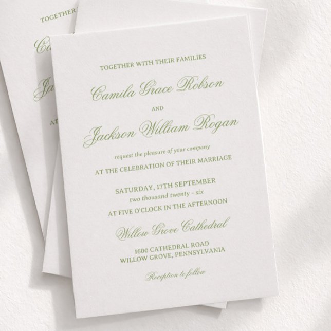 Convite Casamento Branco e Verde (Criador carregado)