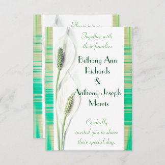 Convite Casamento branco e verde do lírio de Calla