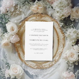 Convite Casamento Branco Elegante com Caligrafia Negra Sim