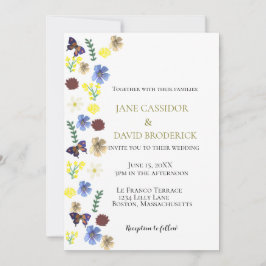 Convite Casamento Branco Elegante de Flor Selvagem Boho