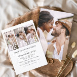 Convite Casamento Branco Elegante de Foto Minimalista Simp<br><div class="desc">Colagem de Fotos Moderna Elegante Quatro (4) e Convite Minimalista de Casamento de Grande Data. Os cartões de convite para o casamento contêm uma tipografia moderna que é elegante,  simples e moderna para usar depois de você celebrar o dia de casamento simples e minimalista.</div>