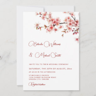 Convite Casamento Branco Flor de Cerejeira