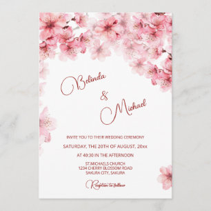 Convite Casamento Branco Flor de Cerejeira