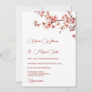 Convite Casamento Branco Flor de Cerejeira