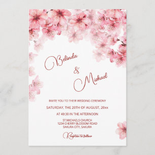 Convite Casamento Branco Flor de Cerejeira