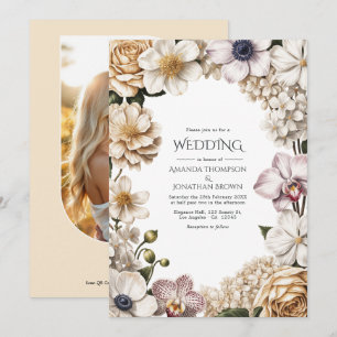 Convite Casamento Branco, Marfim e Champanhe