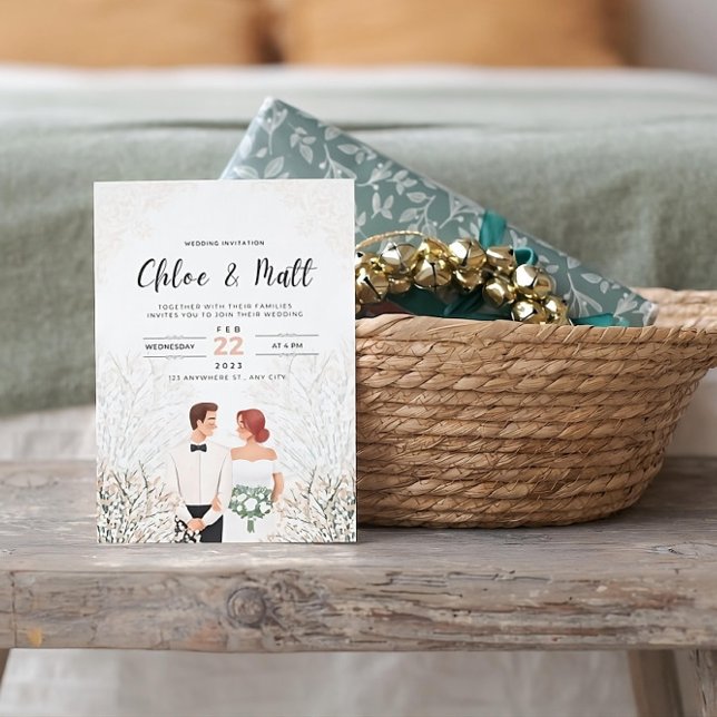 Convite Casamento Branco Minimalista Moderno (Criador carregado)