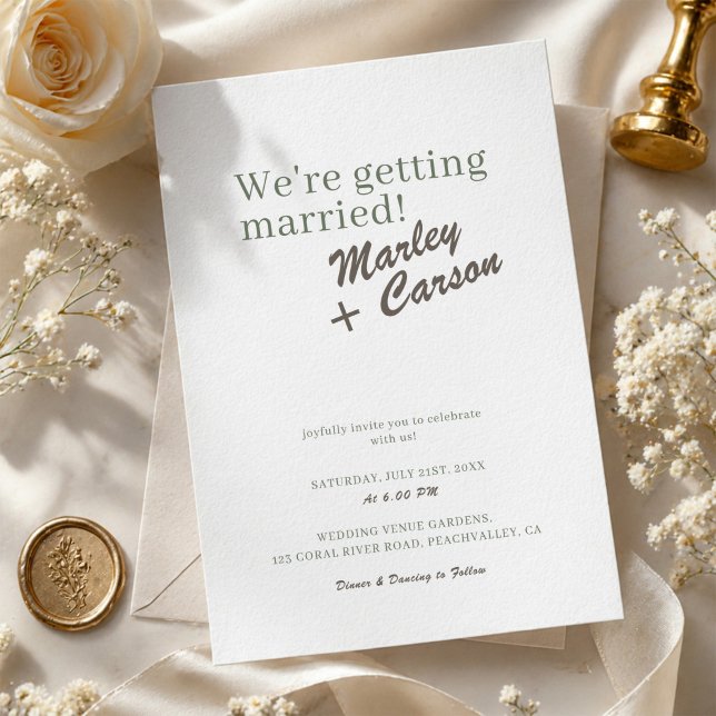 Convite Casamento Branco Minimalista Moderno Funky (Criador carregado)