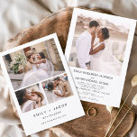 Convite Casamento Branco Minimalista - Quatro Fotografias<br><div class="desc">Convocação de Casamento Minimalista para a Colagem de Fotos Moderna Elegante 4. Os cartões de convite para o casamento contêm uma tipografia moderna que é elegante,  simples e moderna para usar depois de você celebrar o dia de casamento simples e minimalista.</div>