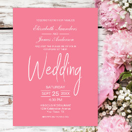 Convite Casamento Branco Mínimo Elegante Rosa