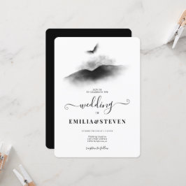 Convite Casamento Branco Negro das Montanhas da Águia Wate