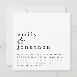 Convite Casamento Branco Negro Minimalista Contemporâneo