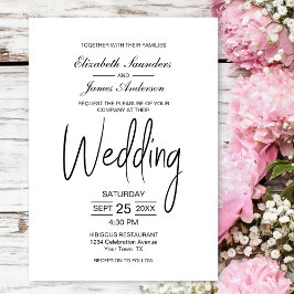 Convite Casamento Branco Negro Minimalista Elegante