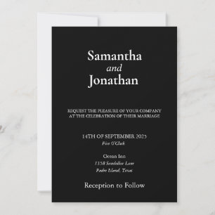 Convite Casamento Branco Negro Mínimo E Moderno Elegante I