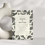 Convite Casamento branco preto botulínico do Matisse legan<br><div class="desc">Elegante Boho Matisse Formas Botânicas Padrão em Convite para Casamento Preto e Branco</div>