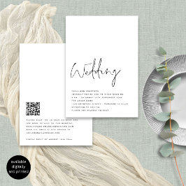 Convite Casamento Branco Preto com Script Moderno Minimali