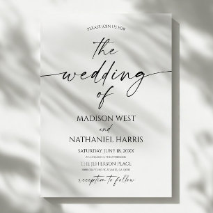 Convite Casamento Branco Preto Minimalista Elegante Modern