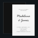 Convite Casamento Branco preto moderno e simples, com scri<br><div class="desc">Simples Script,  Simples,  Modelo de Edição Editável de Casamento Branco Preto</div>