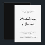 Convite Casamento Branco preto moderno e simples, com scri<br><div class="desc">Simples Script,  Simples,  Modelo de Edição Editável de Casamento Branco Preto</div>