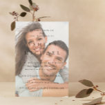 Convite Casamento branco preto no luxo elegante Vellum 4 F<br><div class="desc">Um convite de casamento para fotos de tipografia branca e negra, absolutamente lindo, com uma camada faux vellum (efeito digital) sob o tipo! A parte traseira contém mais três fotos de noivado. Para tornar este design ainda mais único, considere inserir o ano em algarismos romanos. O design é elegante, luxuoso...</div>
