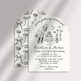 Convite Casamento branco, puxado à mão