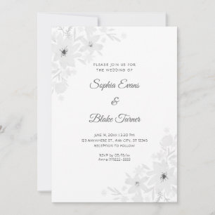 Convite Casamento Branco Romântico Floral