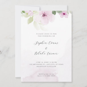 Convite Casamento Branco Romântico Rosa e Verde Floral