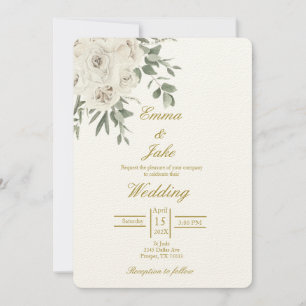 Convite Casamento branco rosa bege