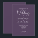 Convite Casamento Branco Roxo Moderno Mínimo<br><div class="desc">Este convite para o casamento, simplesmente projetado, apresenta um design elegante, moderno e mínimo tipográfico com um esquema de cor roxa. Pronto para você se adaptar com os detalhes do seu dia especial de casamento. Por favor, navegue na suíte Mínima Elegante de Casamento Roxo para combinar itens de papelaria de...</div>