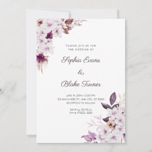 Convite Casamento Branco Rústico e Flores Rosas Boho Branc