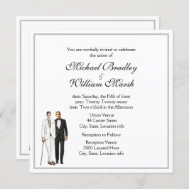 Convite Casamento Branco Simples de Groom Elegante e Gay d