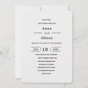 Convite Casamento branco simples e elegante moderno person